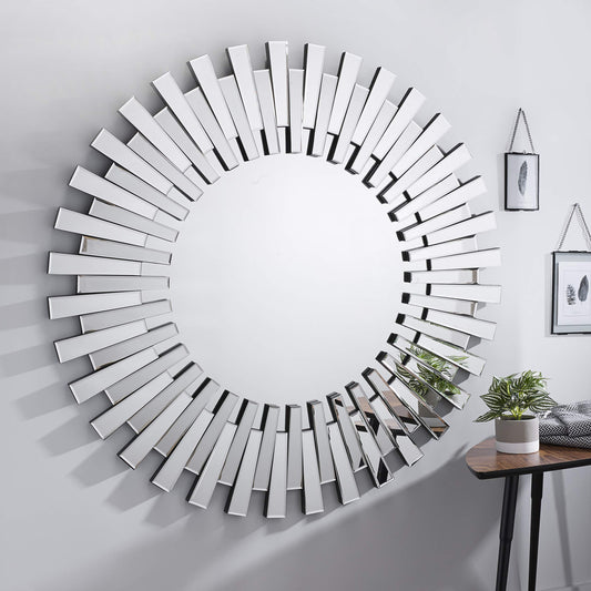 Furniturebox UK Round Wall Mirror - Silver Circle Mirror (60x60cm)