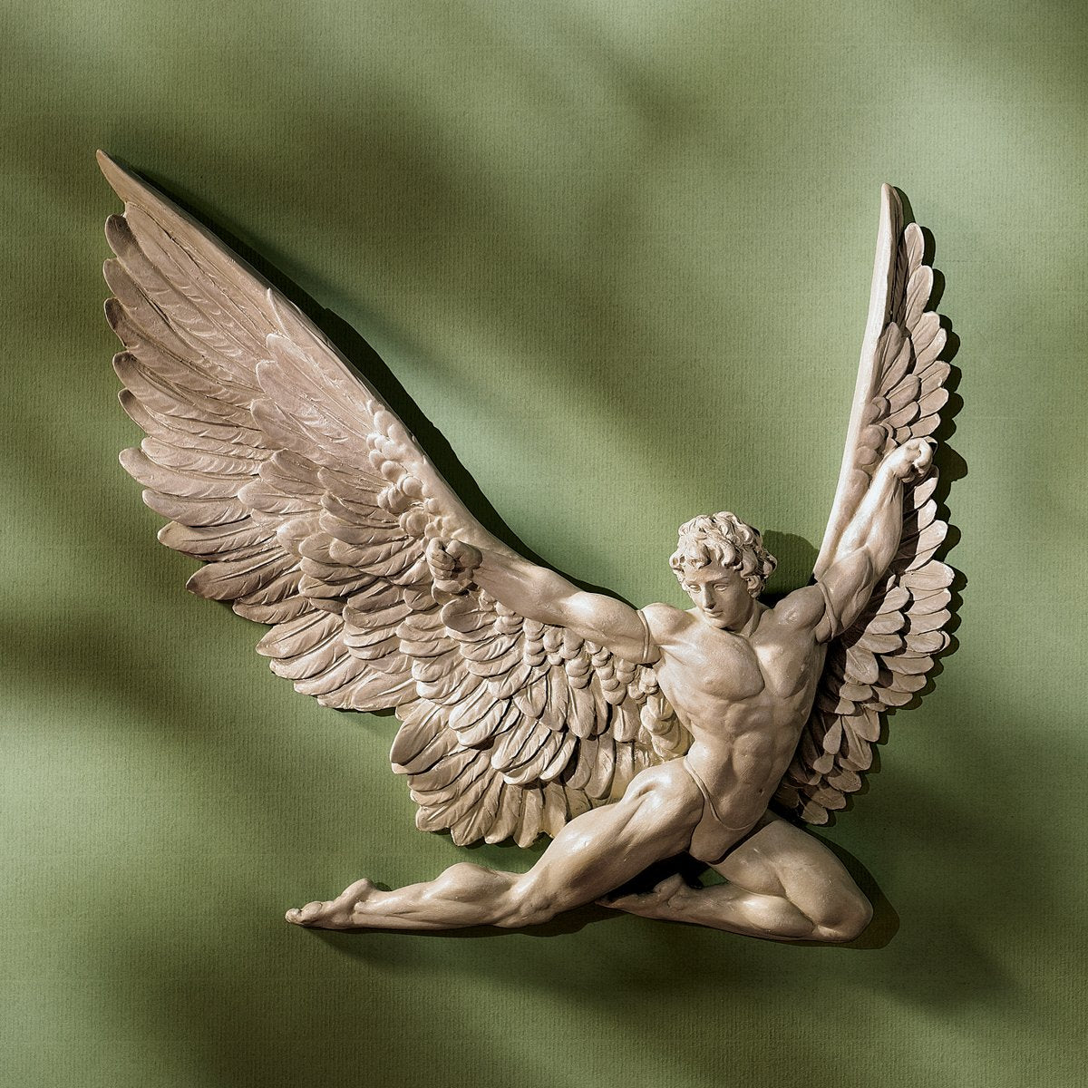 Design Toscano NG33636 Icarus Winged Man Wall Sculpture, Polyresin, Ancient Ivory, Living Room, 28 cm