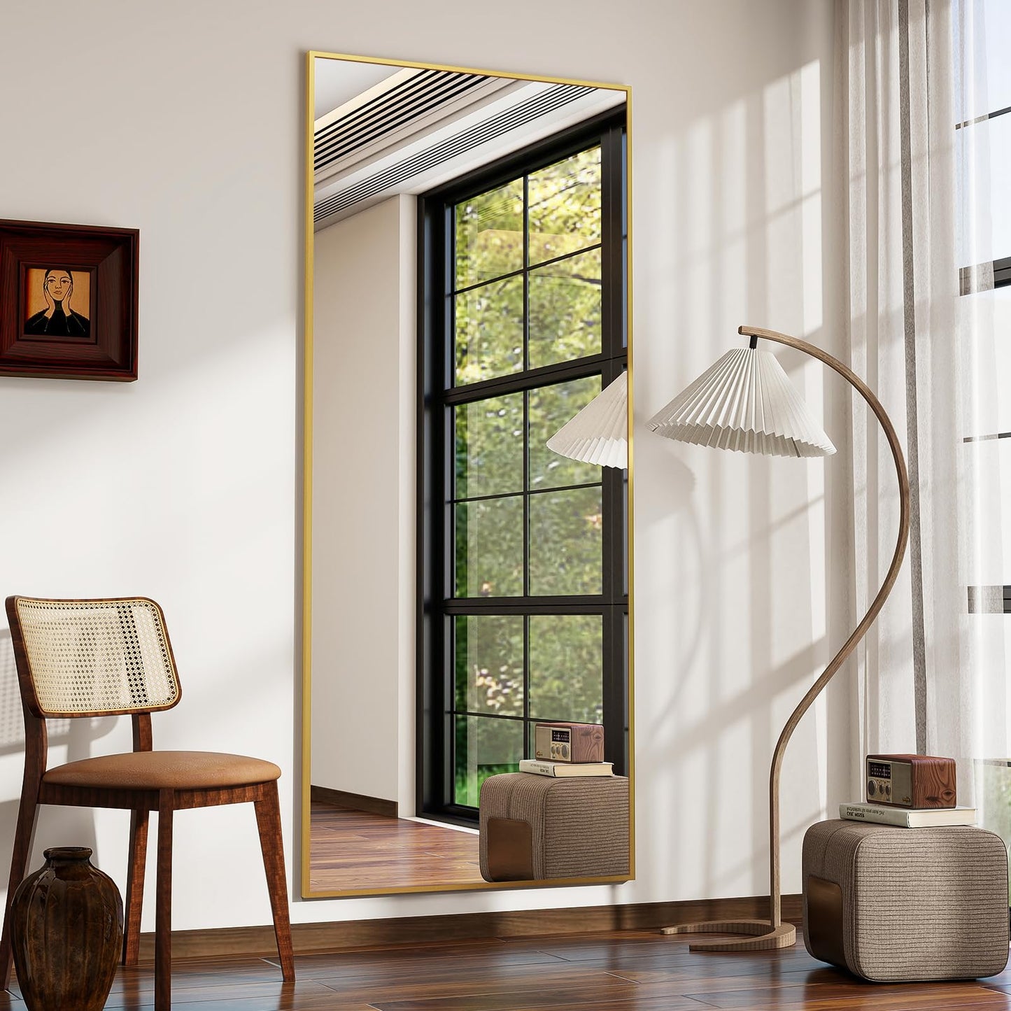 Koonmi 76x171 cm Mirror Full Length - Minimalist Modern Full Body Floor Length Mirror - Standing, Hanging, Leaning for Living Room, Black
