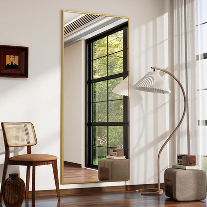 Koonmi 76x171 cm Mirror Full Length - Minimalist Modern Full Body Floor Length Mirror - Standing, Hanging, Leaning for Living Room, Black