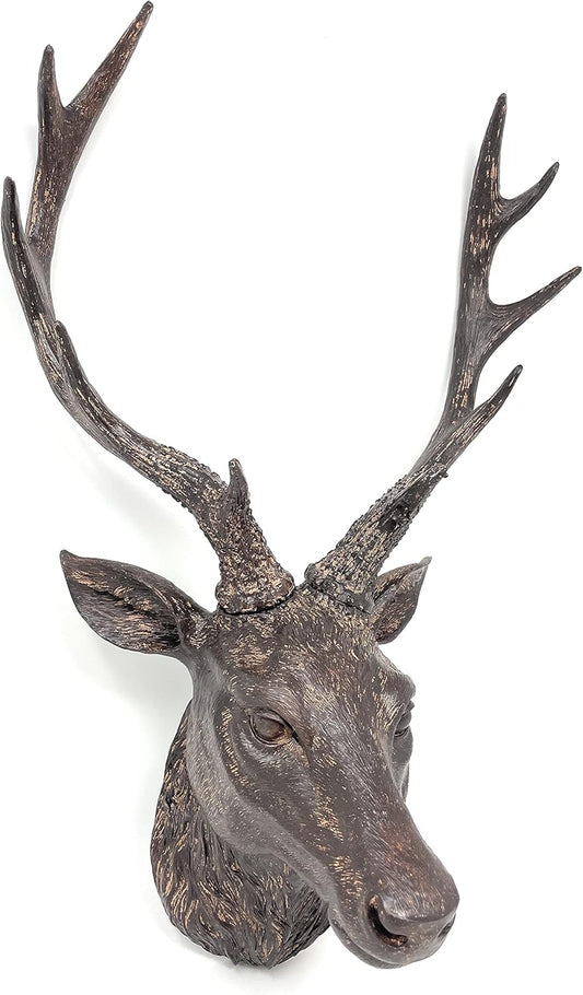 Darthome Ltd Vintage Aged Resin Reindeer Deer Stags Antlers Head Wall Mounted