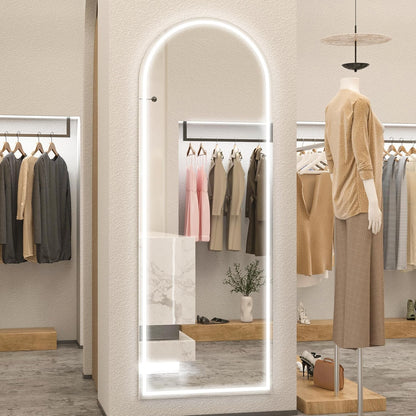 CASSILANDO Full Length Mirror165X60cm Arched Mirror, Black Floor Mirror with Standing Full Body Mirrors Hanging or Leaning Against Wall, for Cloakroom, Bedroom, Livingroom (Black)