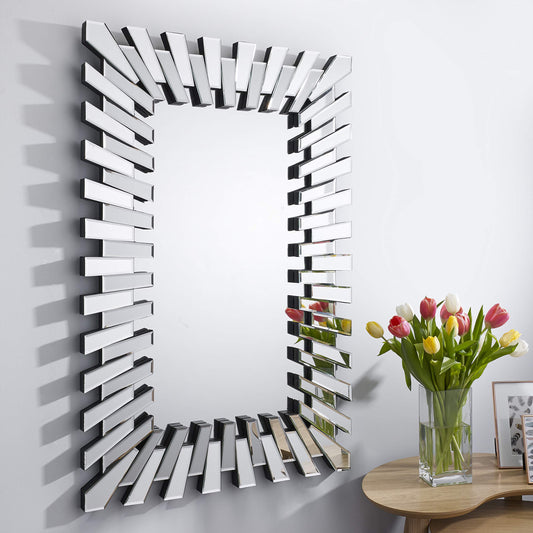 Furniturebox UK Round Wall Mirror - Silver Circle Mirror (60x60cm)