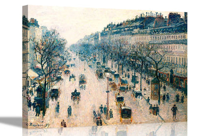 The Boulevard Montmartre at Night By Camille Pissarro Canvas Pictures Framed Prints Wall Art Home Office Work Framed Hanging Artwork Large 86 x 61cm (34 x 24 inches)