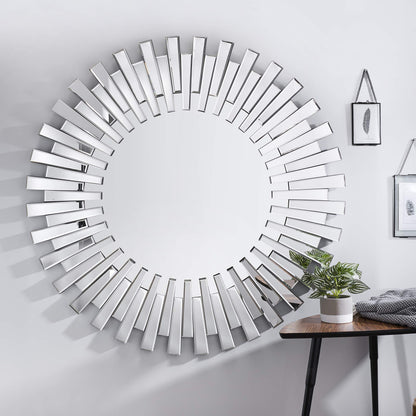 Furniturebox UK Round Wall Mirror - Silver Circle Mirror (60x60cm)