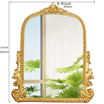 Gold Arched Mirror (40 x 50 CM) Ornate Baroque Arch Wall Mirror-for Living Rooms, Hallways, Fireplaces, Bathrooms, Entryways