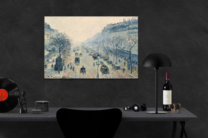 The Boulevard Montmartre at Night By Camille Pissarro Canvas Pictures Framed Prints Wall Art Home Office Work Framed Hanging Artwork Large 86 x 61cm (34 x 24 inches)