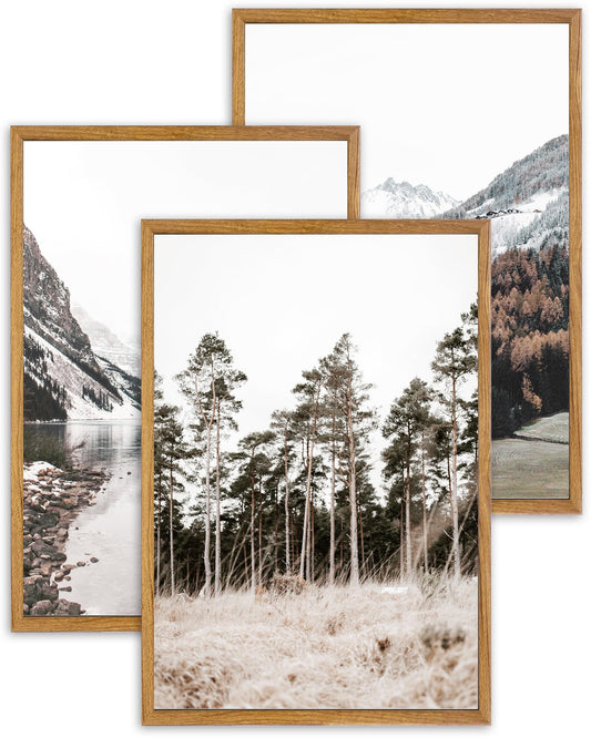 UPWOIGH Large Wall Art Set of 3, 16x24in (40x60CM) Framed Neutral Landscape Prints, Vintage Tree Poster Decor for Living Room, Bedroom, Office, Farmhouse Aesthetic, Cotton Canvas Gift Wall Décor