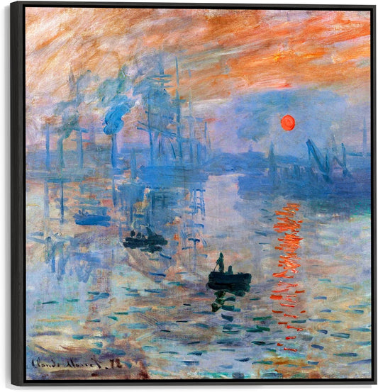 Claude Monet Framed Canvas Wall Art Print - Sunrise - 100cm x 100cm Artwork