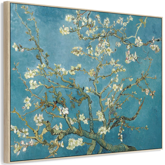 Large Vincent Van Gogh Wall Art Framed Canvas Print of Almond Blossom Floral Painting (84cm x 69cm)