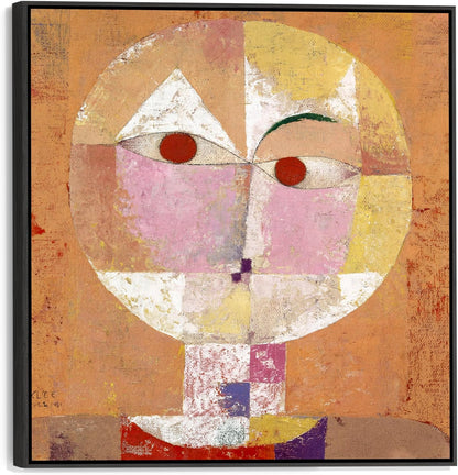 Burnt Orange Abstract Wall Art for Living Room - Paul Klee Framed Canvas - FFs2128 - XL - 100x100cm