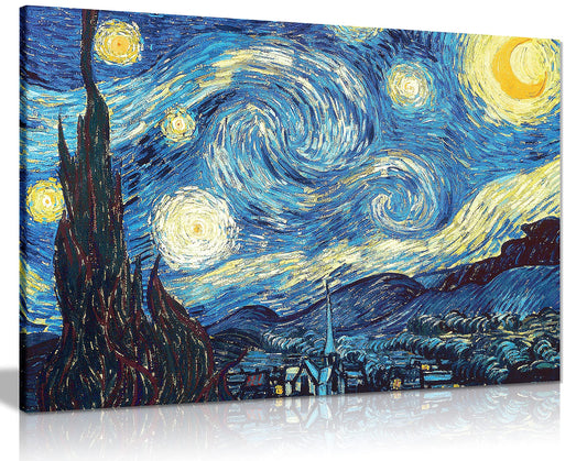 Vincent Van Gogh Starry Night Canvas Wall Art Picture Print (36X24)